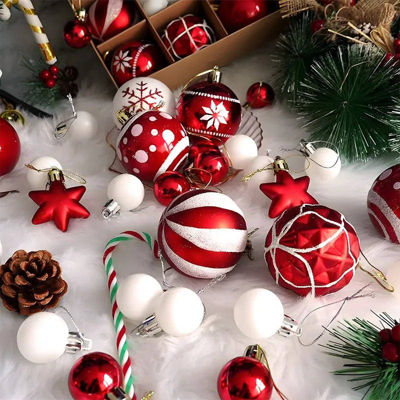 イベント・クリスマス装飾｜6cm赤緑ツリーボール9個セット