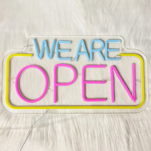 WE ARE OPEN　LEDネオンサイン（ネオン看板）　ブルー・ピンク
