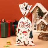 イベント・クリスマス装飾｜クリスマス柄ビニール製ギフトバッグセット(25/50/100pcs)