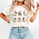 イベント・ハロウィングッズ｜レトロゴースト漫画柄カジュアルTシャツ（M～3XL）