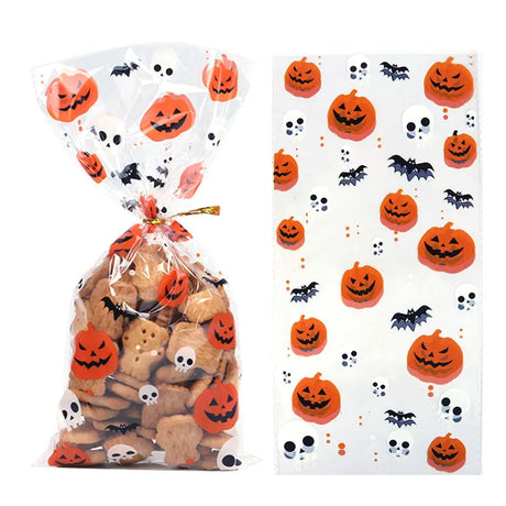 イベント・ハロウィングッズ｜クモの巣柄 セロハンギフトバッグ 50個