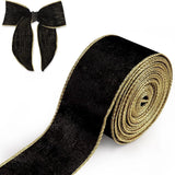 金縁ブラックベルベットリボン 2.5インチ×10ヤード