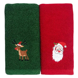 クリスマスグッズ・ ノベルティ用品｜クリスマス柄刺しゅう入りタオル| 45x32cm