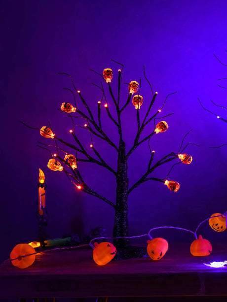 【イベント・ハロウィン装飾】卓上用ハロウィンLEDブラックツリー（45CM）