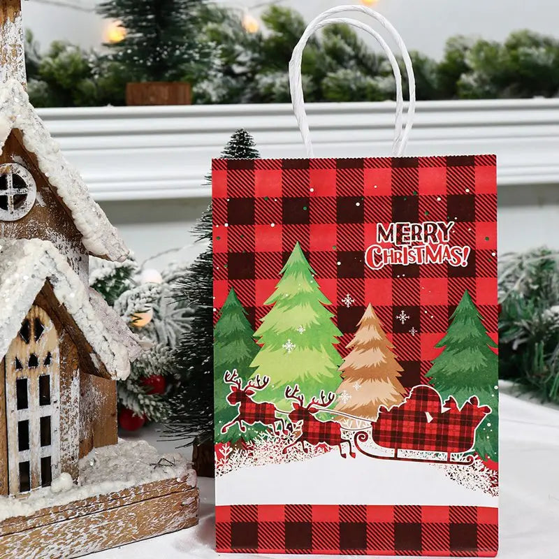 イベント・クリスマス装飾｜クリスマスクラフト紙ギフトバッグセット(4枚入)