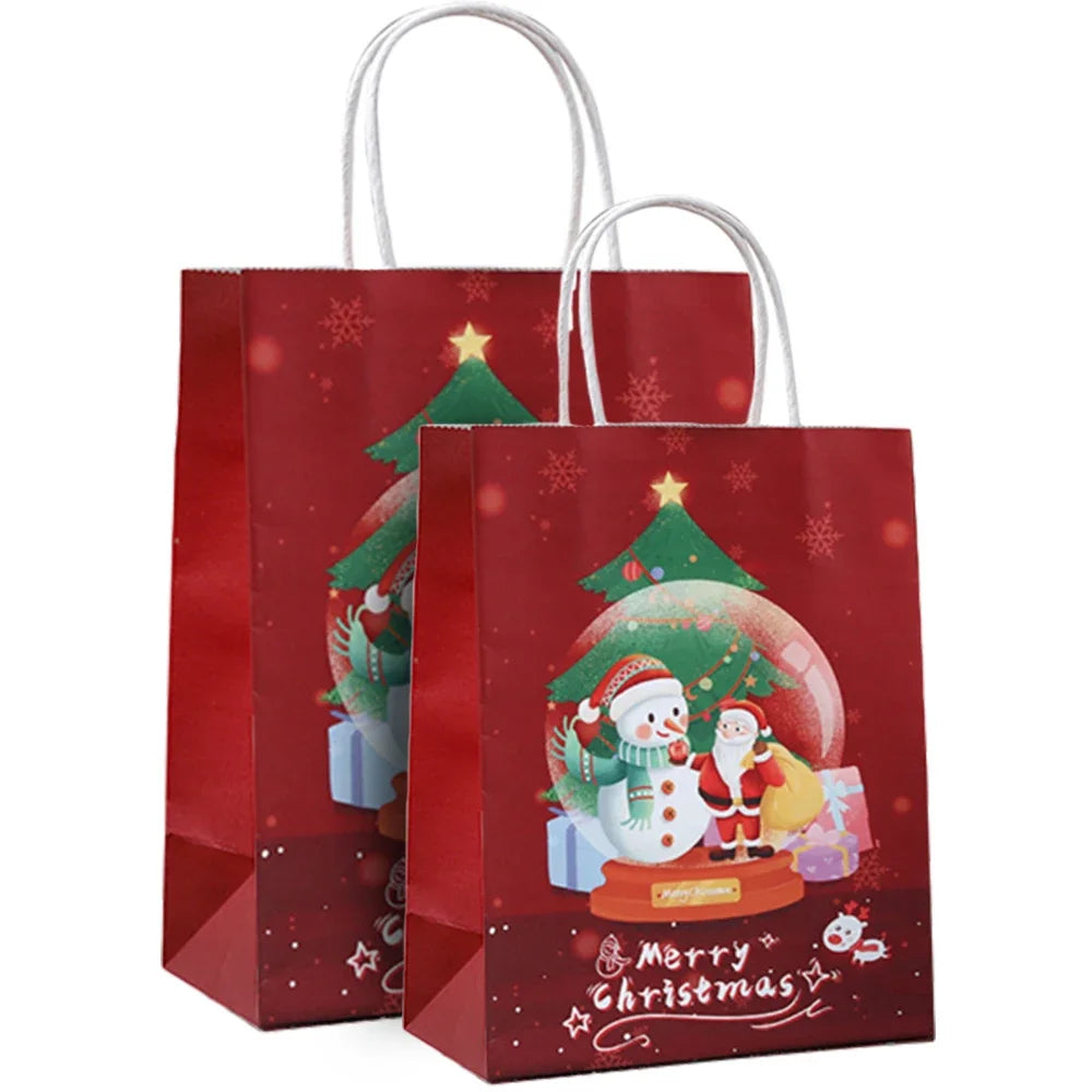 イベント・クリスマス装飾｜クリスマス柄クラフト紙バッグセット(S/M)