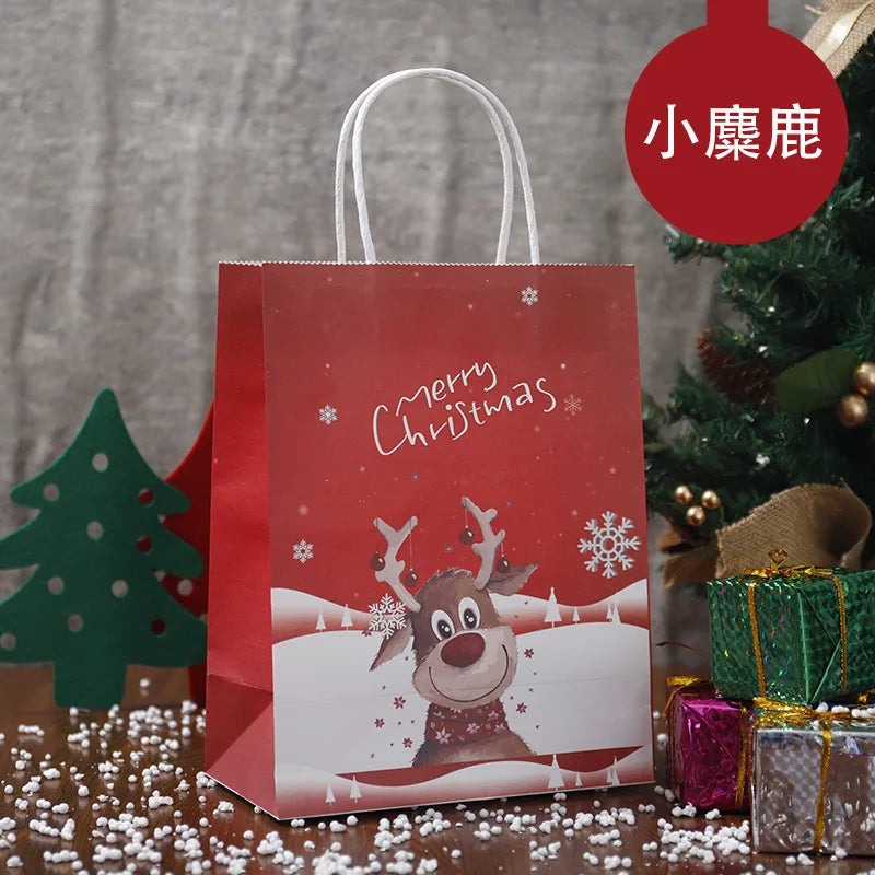 イベント・クリスマス装飾｜クリスマス柄クラフト紙バッグセット(S/M)