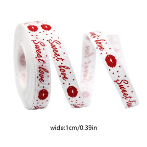 バレンタインデー用ハート柄片面プリントリボン