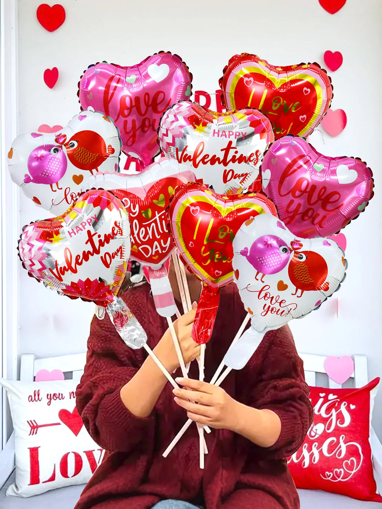 ロマンチックバレンタインハートバルーン10個セット