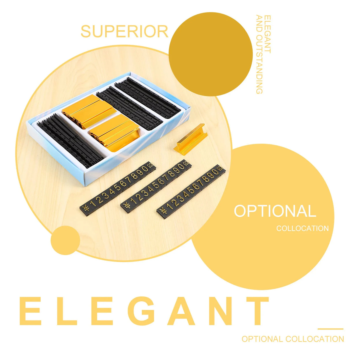 ゴールドトーンメタルアラビア数字値札セット