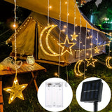イベント・クリスマス装飾｜防水 ソーラー＆電池式LEDスタームーンライト(3.5M)