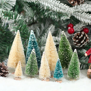 人工ミニ木製クリスマスツリー・ブルーグリーン・ホワイトゴールドタワー・パイン