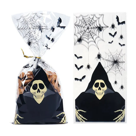 イベント・ハロウィングッズ｜クモの巣柄 セロハンギフトバッグ 50個