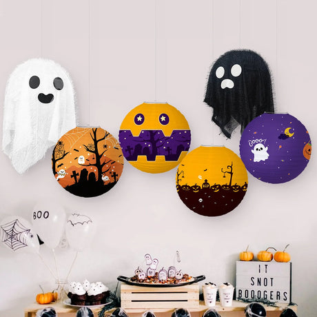 【イベント・ハロウィン装飾】ハロウィンテーマの提灯セット（カボチャ・クモ・ゴースト）