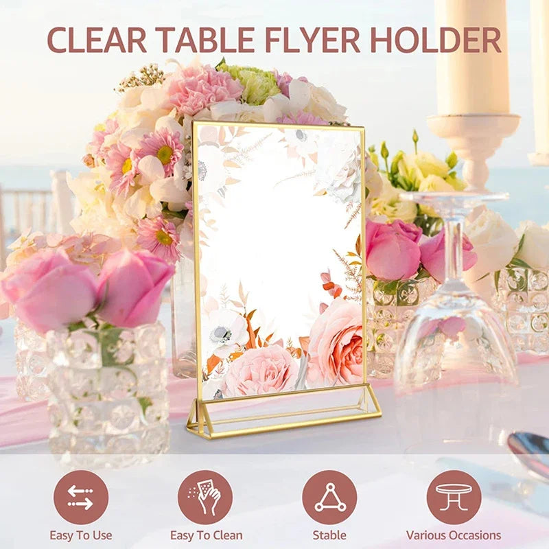 イベント・結婚式装飾｜アクリル製ゴールド縁テーブルサインホルダー