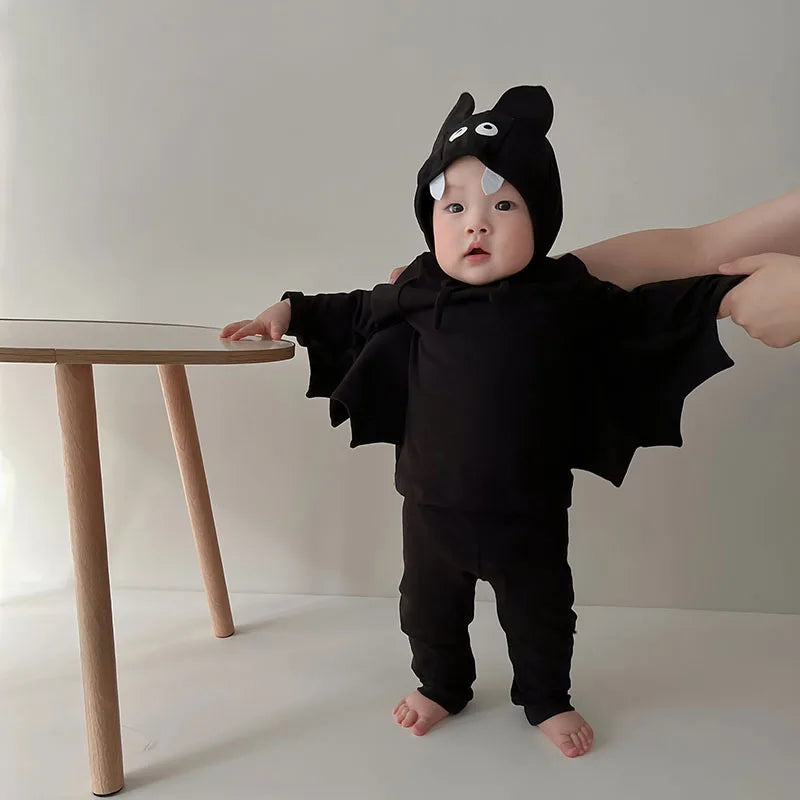 ハロウィンベビー服セット コウモリ柄3点セット