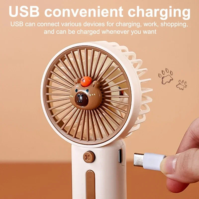 USB充電式 カピバラ柄ミニファン