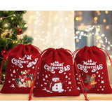 イベント・クリスマス装飾｜クリスマス柄ベルベット巾着バッグセット(12個)