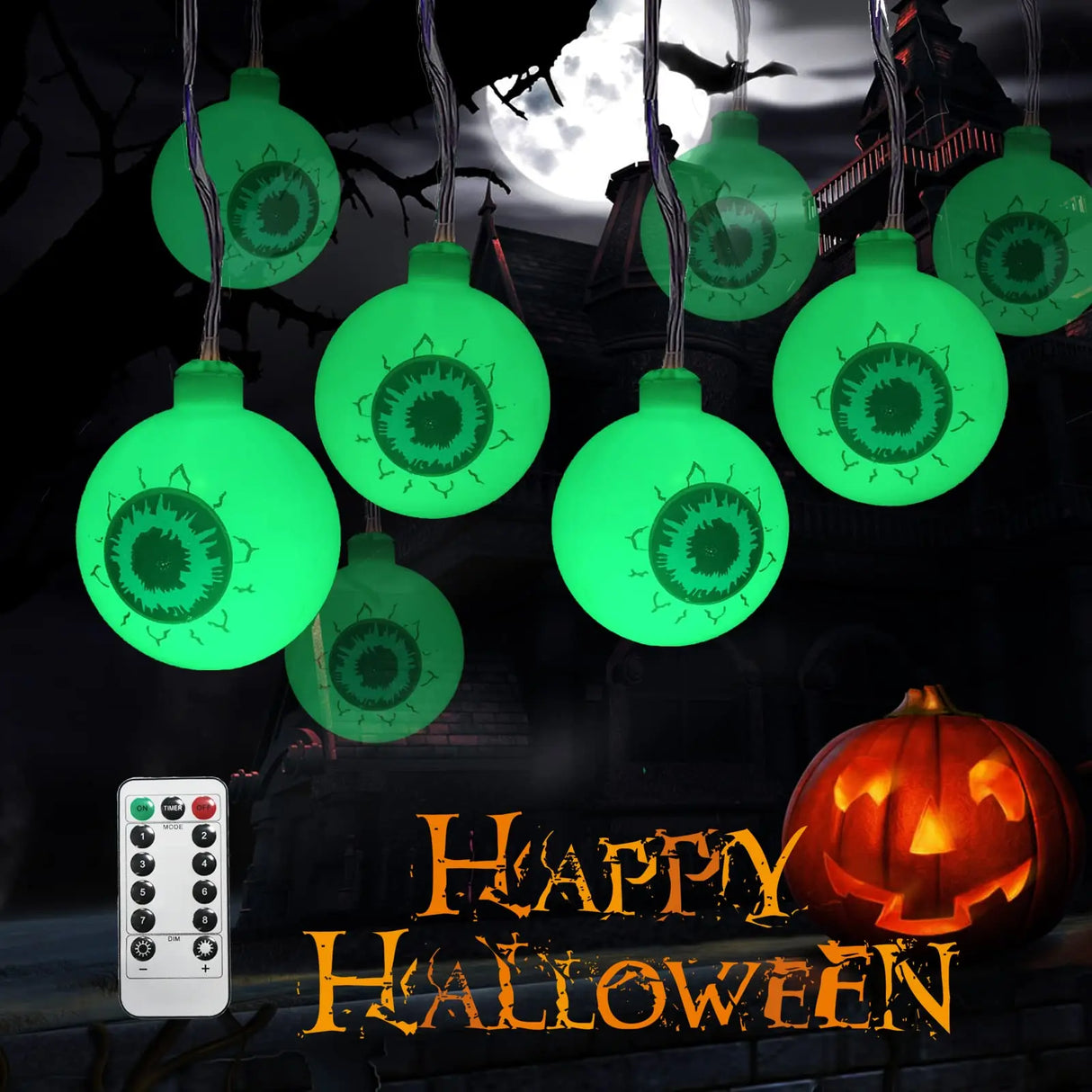 イベント・ハロウィン装飾｜LED目玉飾りランプ リモコン付き