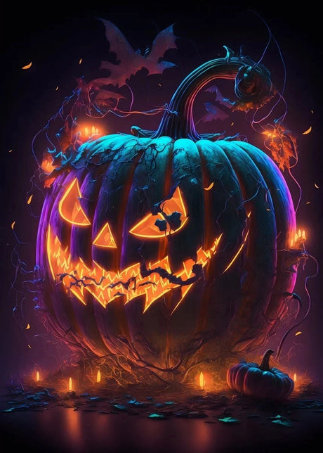 イベント・ハロウィングッズ｜ネオンパンプキンキャンバスアート