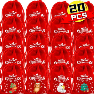 イベント・クリスマス装飾｜クリスマス柄ベルベット巾着バッグセット(XS/S/M/L)