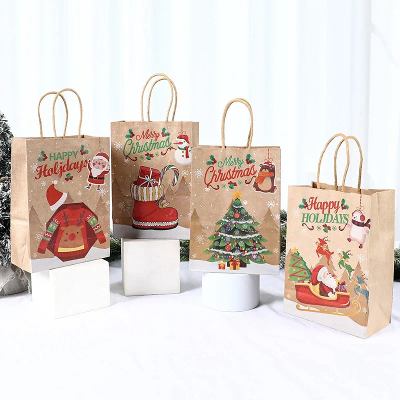 イベント・クリスマス装飾｜クリスマスクラフト紙ギフトバッグセット(4枚入)