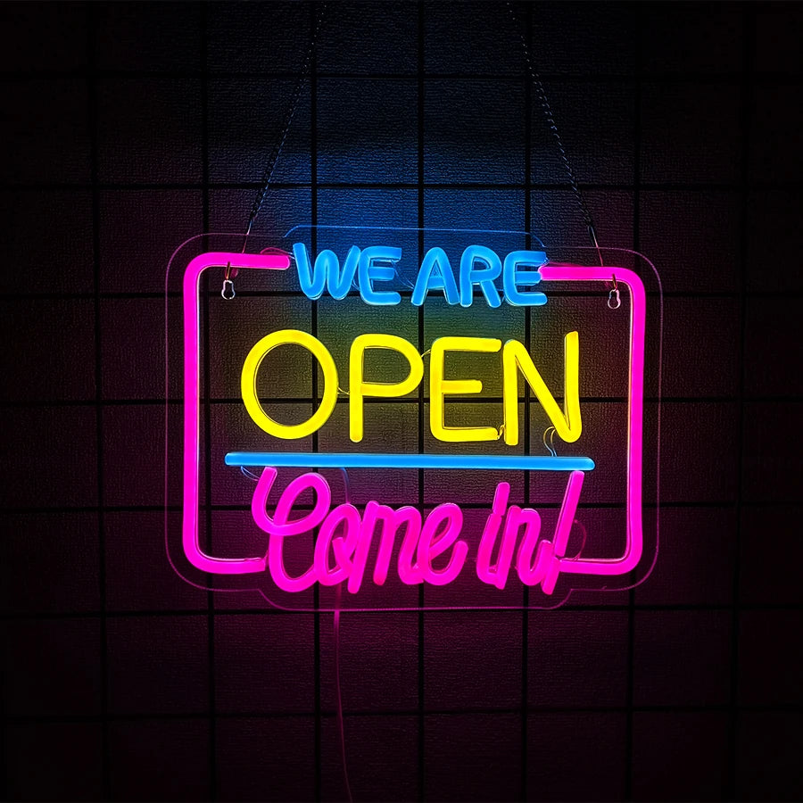 WE ARE OPEN Come In!　LEDネオンサイン