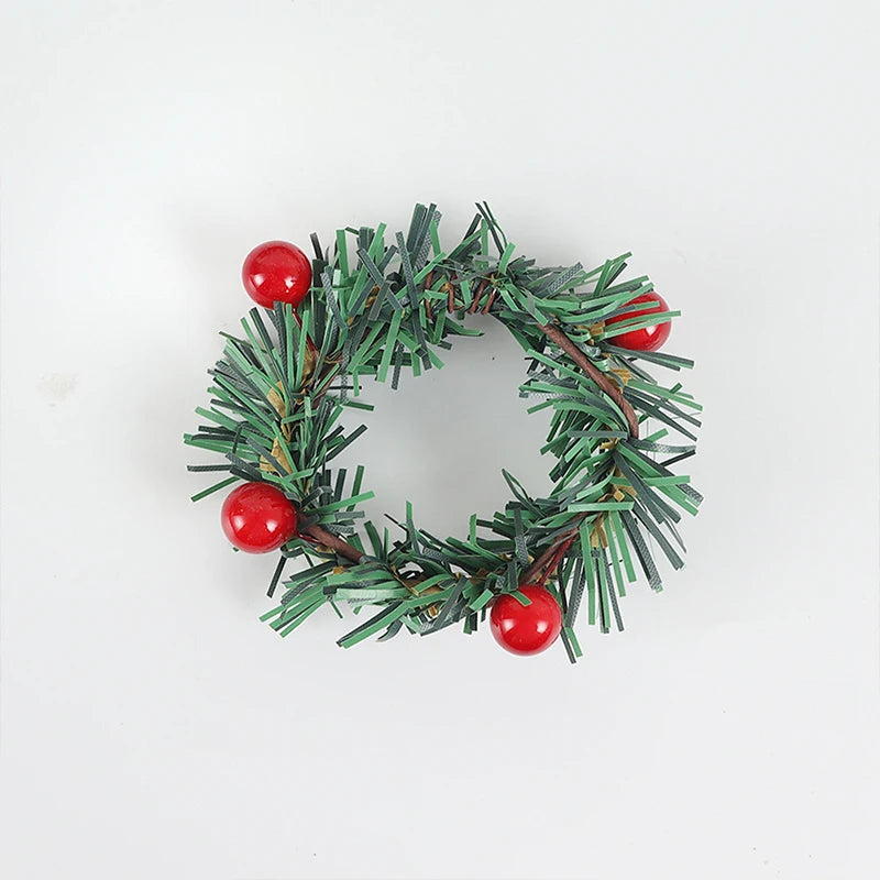 イベント・クリスマス装飾｜赤い実の松葉ナプキンリング6個セット