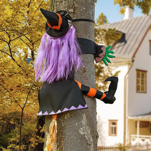 イベント・ハロウィングッズ｜ 魔女が木にぶつかる屋外装飾