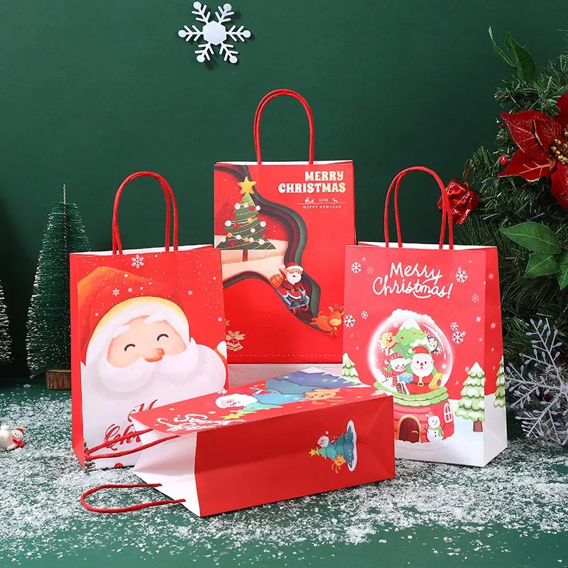 イベント・クリスマス装飾｜クリスマス柄クラフト紙バッグセット(S/M)