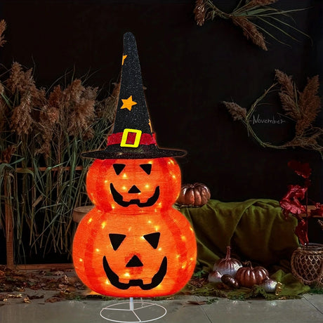 イベント・ハロウィングッズ｜LED付き折りたたみパンプキン飾り
