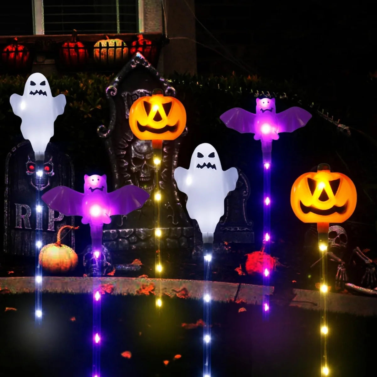 イベント・ハロウィングッズ｜ソーラー式8LEDガーデンライト6個セット