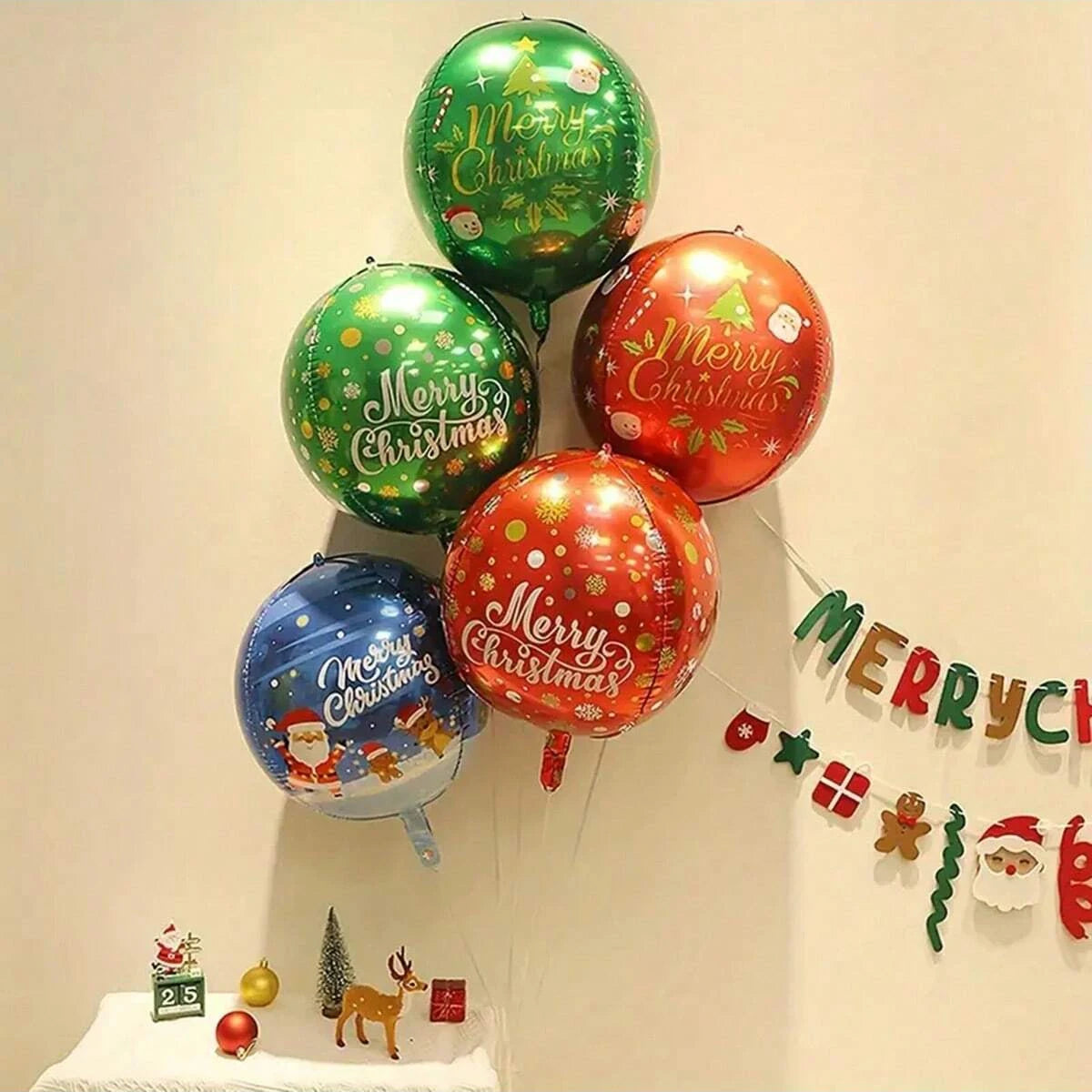 イベント・クリスマス装飾｜4Dラウンド装飾バルーン5個セット
