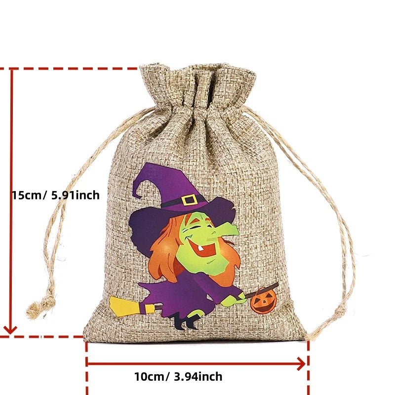 イベント・ハロウィングッズ｜ハロウィン柄リネン巾着キャンディバッグセット