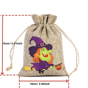 イベント・ハロウィングッズ｜ハロウィン柄リネン巾着キャンディバッグセット