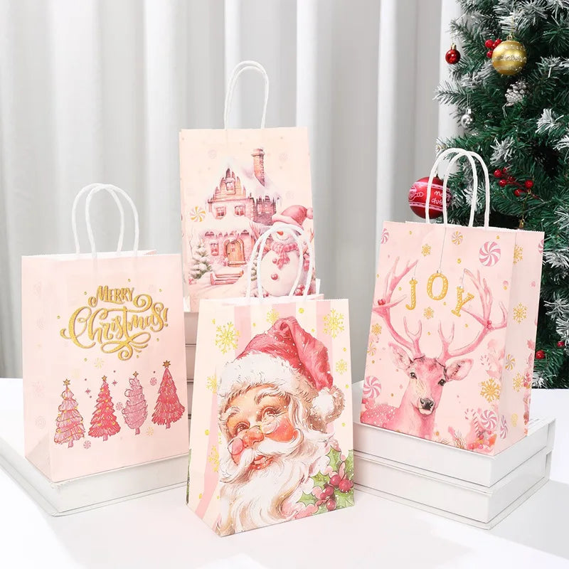 イベント・クリスマス装飾｜クリスマスクラフト紙ギフトバッグセット(4枚入)