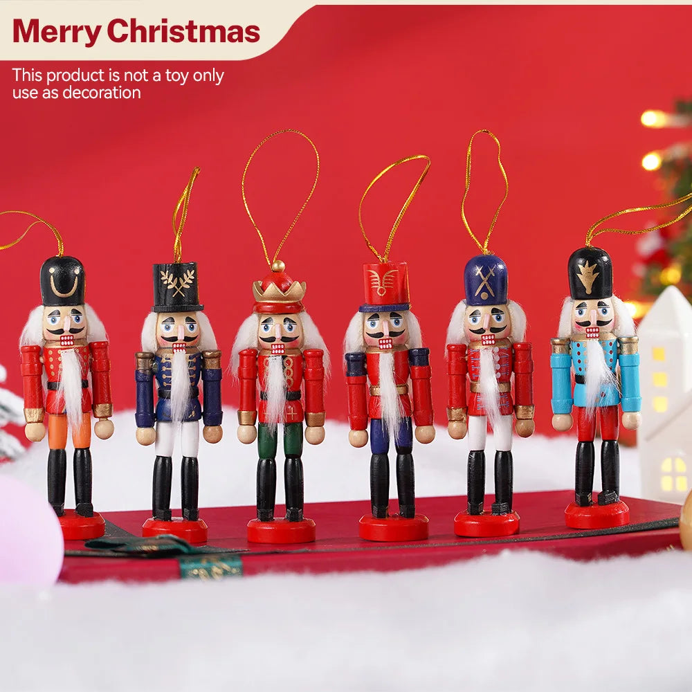 イベント・クリスマス装飾｜木製くるみ割り人形ペンダント6個セット