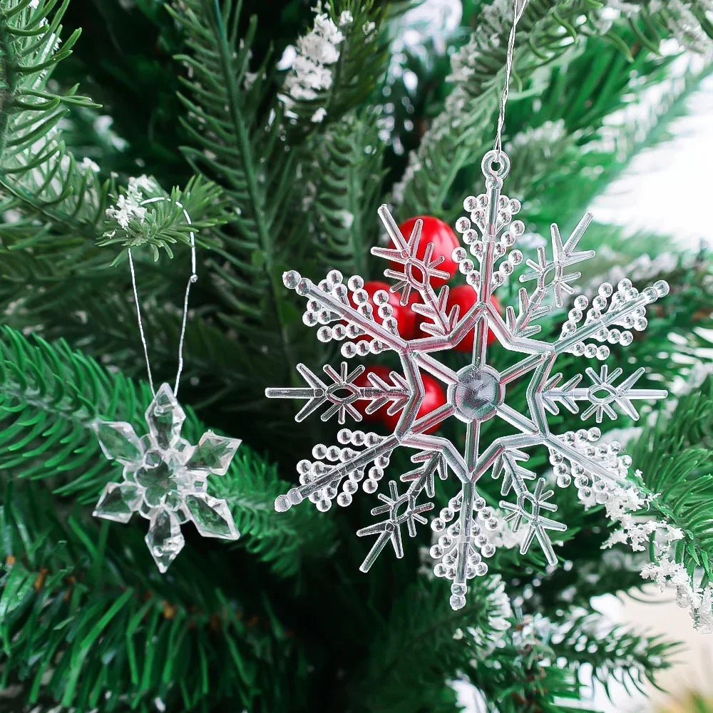 イベント・クリスマス装飾｜クリスタル雪の結晶型オーナメントセット(5/12/24個)