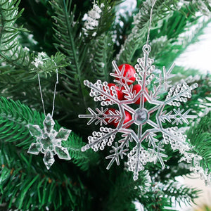 イベント・クリスマス装飾｜クリスタル雪の結晶型オーナメントセット(5/12/24個)