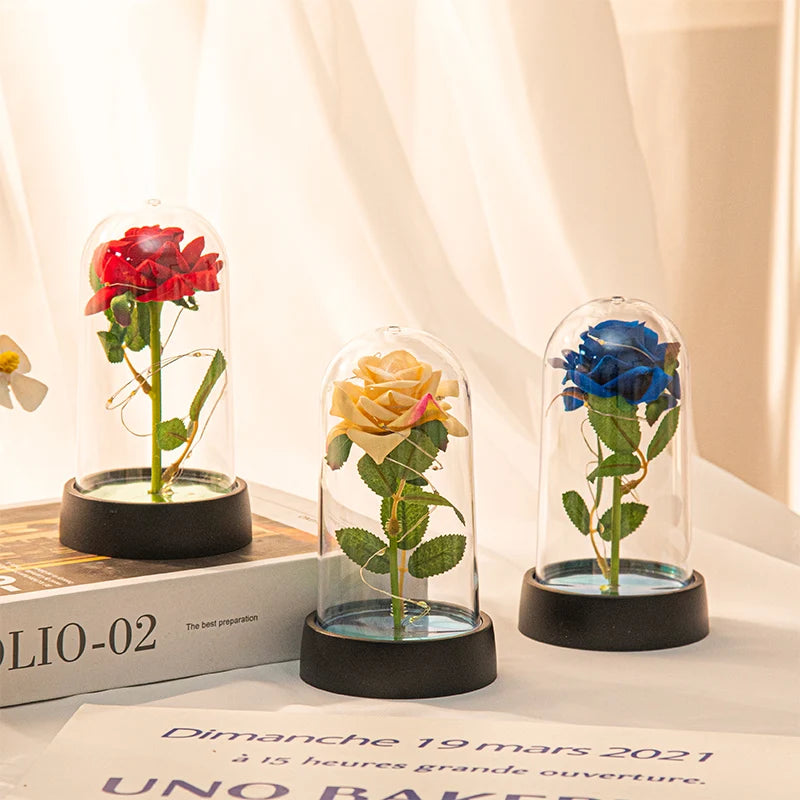 LED光る永遠のバラ ガラスドーム入り
