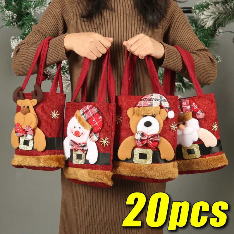 イベント・クリスマス装飾｜ふわふわ3Dアップリケ付きバッグ(1個/4個/10個)