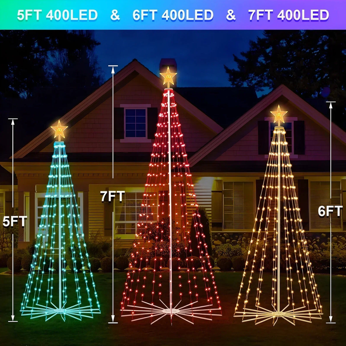 地引テスト用2.1M Smart Lighted RGB Christmas Tree APP & Remote Control Star Topper Outdoor DIY APP Controlled Lighted Christmas Tree Light