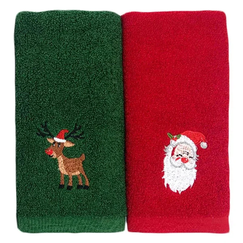 | クリスマスグッズ・ノベルティ用品 | クリスマス柄刺しゅうフェイスタオル| 32x 45c