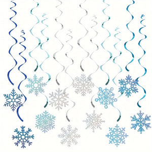 イベント・クリスマス装飾｜青銀雪結晶装飾24個セット