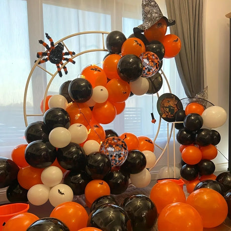 イベント・ハロウィン装飾｜オレンジ&ブラックバルーンアーチセット(56個)