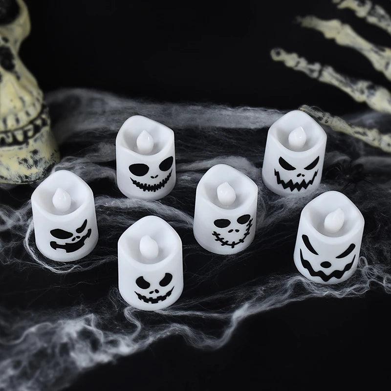 イベント・ハロウィングッズ｜LED ゴーストパンプキンキャンドル 6個セット