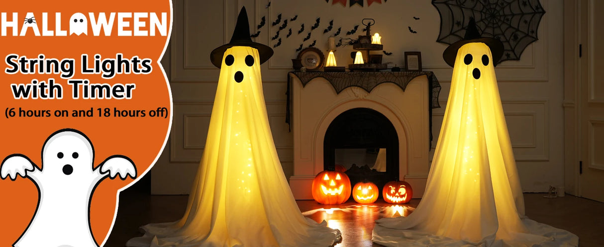 イベント・ハロウィングッズ｜光るゴーストデコレーション2個セット