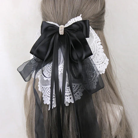 イベント・ハロウィングッズ｜メイド風 特大リボンヘアアクセサリー