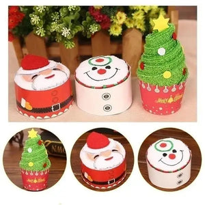 クリスマスグッズ・ ノベルティ用品｜飾れる！ラッピングタオル！ツリー・サンタ柄 | 30×30c