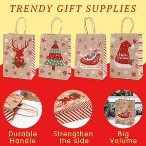 イベント・クリスマス装飾｜クリスマスクラフト紙ギフトバッグセット(4枚入)